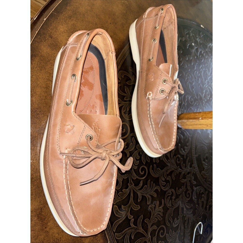Polo Ralph Lauren Brown Leather Lace Up Boat Shoes Men's Size 10D Deck Summer